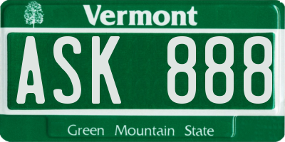 VT license plate ASK888
