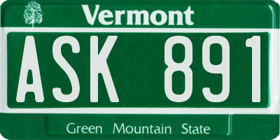 VT license plate ASK891