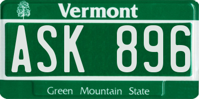 VT license plate ASK896