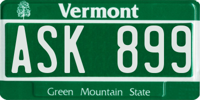 VT license plate ASK899