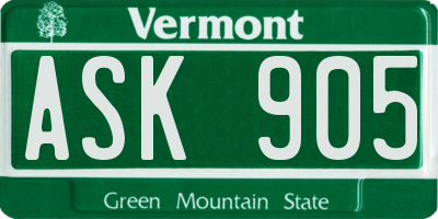 VT license plate ASK905