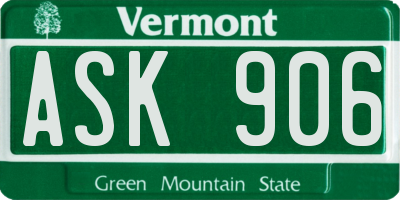 VT license plate ASK906