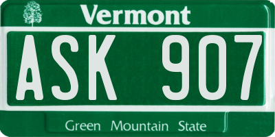 VT license plate ASK907