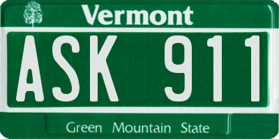 VT license plate ASK911