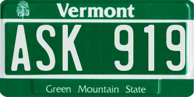 VT license plate ASK919