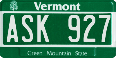 VT license plate ASK927