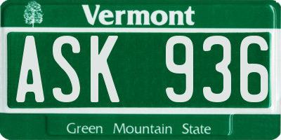 VT license plate ASK936