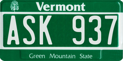VT license plate ASK937