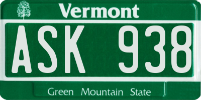VT license plate ASK938