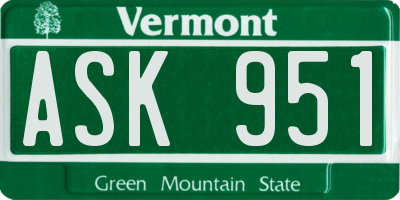 VT license plate ASK951