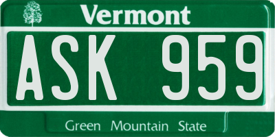 VT license plate ASK959