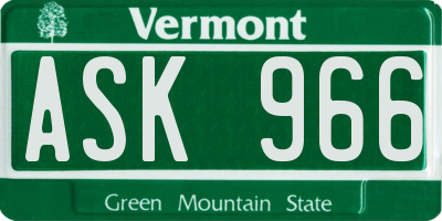 VT license plate ASK966