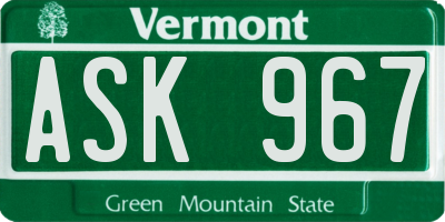 VT license plate ASK967
