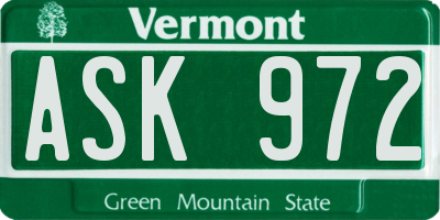 VT license plate ASK972