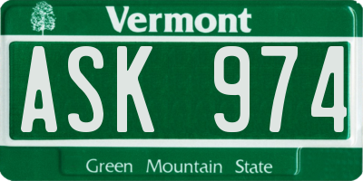 VT license plate ASK974