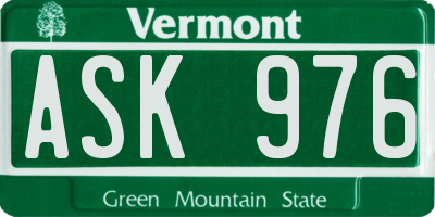 VT license plate ASK976