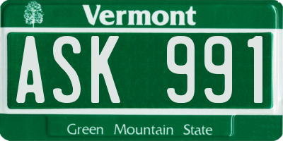 VT license plate ASK991