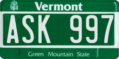 VT license plate ASK997
