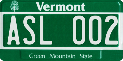 VT license plate ASL002