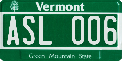 VT license plate ASL006