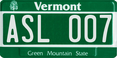 VT license plate ASL007