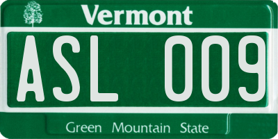 VT license plate ASL009