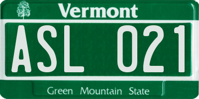 VT license plate ASL021
