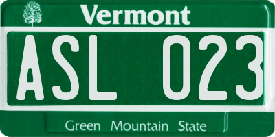 VT license plate ASL023