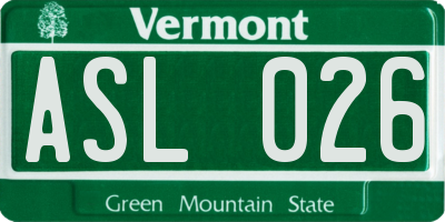 VT license plate ASL026