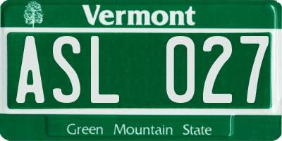 VT license plate ASL027