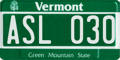 VT license plate ASL030