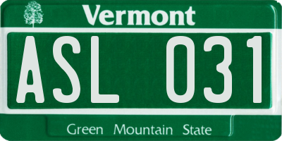 VT license plate ASL031