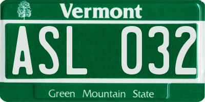 VT license plate ASL032