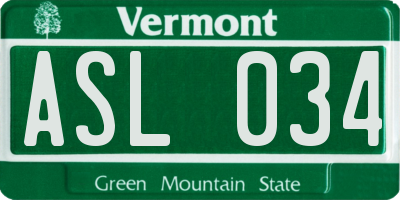 VT license plate ASL034