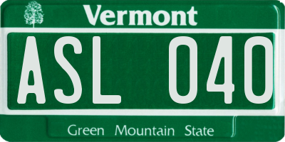 VT license plate ASL040