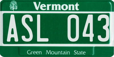 VT license plate ASL043