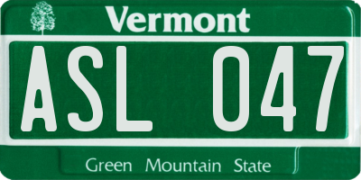 VT license plate ASL047