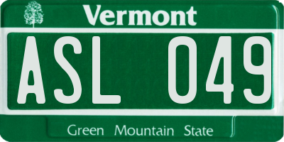 VT license plate ASL049