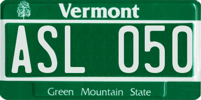 VT license plate ASL050