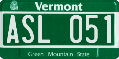 VT license plate ASL051
