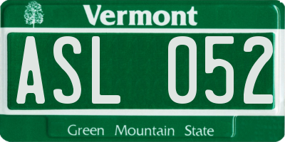 VT license plate ASL052