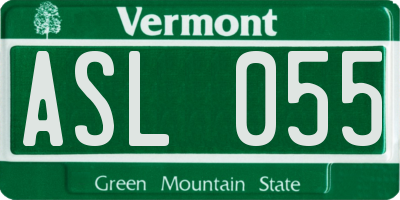 VT license plate ASL055