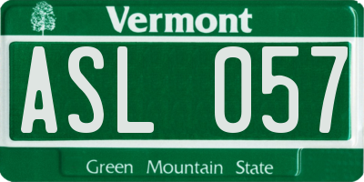 VT license plate ASL057