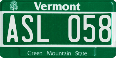 VT license plate ASL058