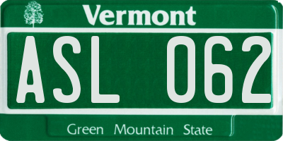 VT license plate ASL062