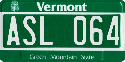 VT license plate ASL064