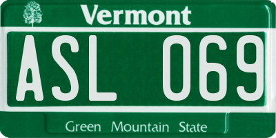 VT license plate ASL069