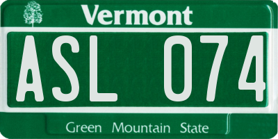 VT license plate ASL074