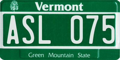 VT license plate ASL075
