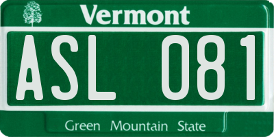 VT license plate ASL081